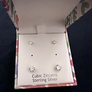 Cubic zirconia gold plated studs